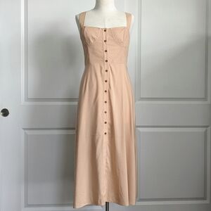 WeWoreWhat Dress Midi Sweetheart Neckline Swiss Dot Button Front Maple L NWT
